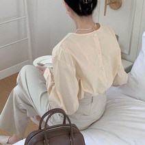 박남매 / 레이트 뒷단추 라운드 블라우스 P000BJPT