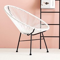 아카풀코 코드 야외의자 에그체어 흔들의자 안락의자 쿠션포함 라탄의자, 화이트, 고정, 쿠션미포함
