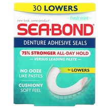 SeaBond Denture Adhesive Seals Fresh Mint 30 Lowers, 30 개, 30000ml