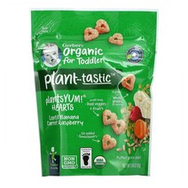 거버 Plant tastic 튀긴 잡곡 스낵 렌틸콩 바나나 당근 라즈베리맛 12개월이상 42g 1팩, 기본
