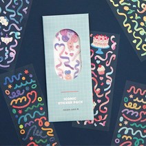 아이코닉 컨페티 홀로그램 씰스티커 6종 세트, 혼합색상, 1세트
