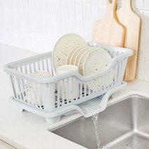 감탄공간 더슬림 자동 물빠짐 식기 건조대 블루