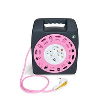 러그 캠핑 USB 2p 휴대용 릴선 3구 블랙핑크, 20m, 1개