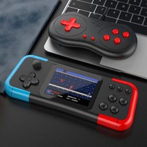 레트로게임기 월광보합 오락실게임 A12 듀얼 레트로 슈퍼 클래식 게임 휴대용 가족 비디오 콘솔 666 내장 플레이어 소년 생일 선물, 블랙 블루 더블