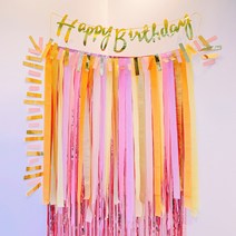 [엘린파티]벚꽃엔딩 스트리머 가랜드 생일 축하 백일 첫돌 파티, 핑크 캘리그래피 가랜드 + 구성품