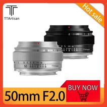 카메라 렌즈 TTArtisan-풀 프레임 50mm F2.0 미러리스 카메라 렌즈 Z Fuji X Olypus Snoy A7 과 호환 가능, 03 E-card_01 Black