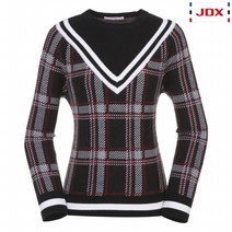 [JDX골프스포츠] [JDX] 여성 빅체크 조직 라운드 스웨터_X2RFSPW64-BK