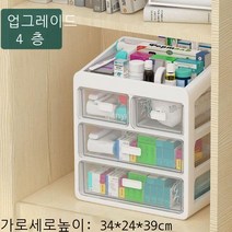 라오농서랍형 플라스틱 약통 다용도 3단 4단 약 정리함 약장 서랍장 투명창 정리대 미니 수납장 리빙박스 수납 트레이 박스, 3단 4칸