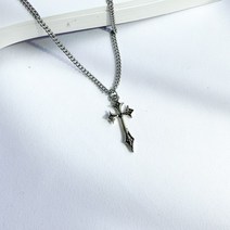 블랙 실버 십자가 펜던트 써지컬스틸 목걸이