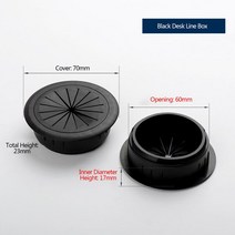 책상타공판 타공판악세사리 스탠드타공판 책상 라인 구멍 커버 60mm 플라스틱 라운드 박스 1 개 가구 캐비, 03 Black