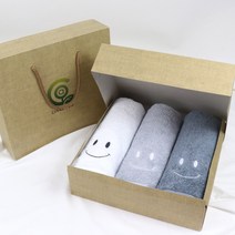 코튼알리오 40수코마사 스마일 수건선물세트 3P, 화이트