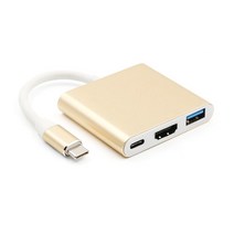 선박 us 4K USB-C USB C-USB 3.1 HDMI-호환 비디오 디지털 AV 멀티 포트 어댑터 Macbook 노트북 HDTV 용, [01] USB 3.0 HDMI, [01] Metal Gold
