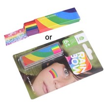 벌칙 페이스 페인팅 펜 물감 축제 공연기획 Rainbow Face Paint Stick Body Tattoo Colored Pigment Pen Fluorescent Crayon, [01] Monochrome