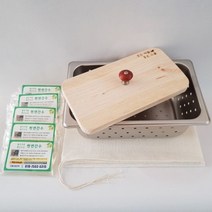 가정용 두부틀 천연 간수30포+스텐레스두부틀(2모용)+보자기+주머니.두부만들기세트.s030-2, 낮은형
