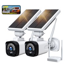 가정용CCTV 실외용 초고화질 CCTV 캠프용 태양광 발전 카메라 야외 방수 100% 가정용 무선 배터리 감시 보안 카메라 시스템 4MP, 8.미국 플러그 - 2 Cameras add 128G