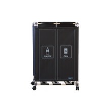 센스큐 이지핏 다용도 가정용 분리수거함 매직타입[연속봉투형] + 추가선반 SET, 매직 2구+추가선반+2롤 SET, 블랙 set