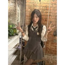 여자 프레피룩 스쿨룩 놀이공원 코디 영국 교복룩 테니스스커트 여성 플리츠스커트 주름치마 미니 치마 스커트