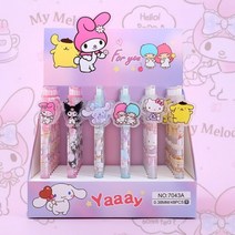Sanrio 시리즈 귀여운 서명 펜 프레스 펜 문구점 박스형 학생 공부 용품 도매 젤 펜 롤러 볼펜 48 개, 48pcs
