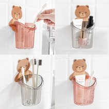 제이와이홀딩스 부착식 칫솔 거치대 물빠짐 욕실 주방 다용도 꽂이, 그레이