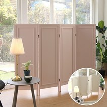 milovhi 접이식 낮은 파티션 4단 사무실 공간분리 이동식 우드 파티션 가벽 만들기, 화이트