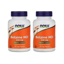 [2통] 나우 푸드 베타인 HCL 648mg 베지 캡슐 120개입 Betaine HCL