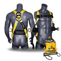 KwikSafety (노스캐롤라이나주 샬롯) 허리케인 안전 하네스 [프리미엄 패딩 백 서포트] ANSI OSHA 전신 낙하 보호 장비 건설 타워 등반 지붕 지게차 에어리얼 붐 가위, 1 Pack, Harness W/ Back Support