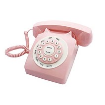 레트로 전화기 미국 빈티지 핑크 유선 클래식 로터리 디자인 가정용-611433