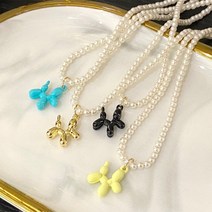 여자 푸들 초커 에시드 강아지 진주 목걸이