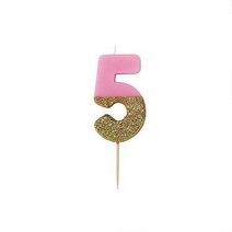 빛나 생일 축하 핑크 글리터 숫자 양초 - 5, 1개