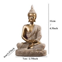 부처님 불상 이불 액자 가정용 불교용품vilead 11cm 자연 사암 인도 부처 동상 fengshui 앉아 buddha 조각 인형 빈티지 홈 장식 수족관 사용, 금불 134