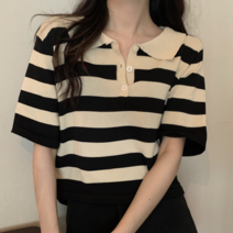 나루니 W04895 스프라이트 여성카라티 여자카라티셔츠 줄무늬 뒷트임 귀여운 사은품증정