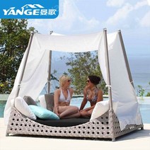 옥외 테라스 발코니 라탄 소파침대 썬베드 해변휴가 바캉스 데크체어, 철제B