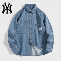 MLB 데님 셔츠 재킷 청자켓 양키스 로고 포인트 포켓 캐주얼 데일리 2color