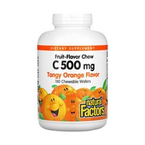 네추럴팩터스 씹어먹는 비타민C 500mg 츄어블 180정(오렌지맛)