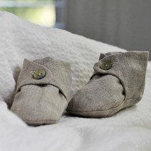 포그린넨워크 베이비 린넨 단추 슈즈