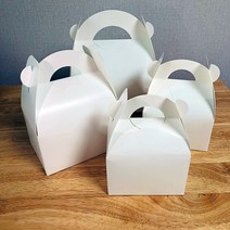 조각케익상자 무지 화이트 미니사이즈 12.5 x 8 x 8.5cm 손잡이종이박스 피크닉상자 DIY 셀프 포장용 테이크아웃 전용 케익박스 25장, 25개
