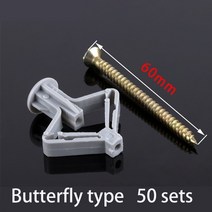 아이볼트 앙카 고리 링 아이너트 스텐 서스 철 M4 M5 M6 M8 M10 M12 M16 m3.5 셀프 태핑 나사가 있는 석고보드 벽 플러그용 나비 건식 벽체 앵커 확장 나사, 50개, 2-회색 나비