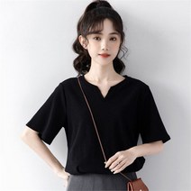 앨리스도매 여자 여름티셔츠 깔끔 베이직 브이넥 기본 반팔티 (8986305)