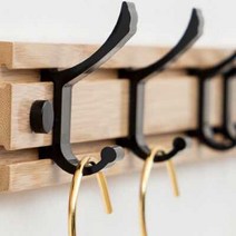 펀칭 벽걸이형 옷걸이 거는 고리 불필요 문뒤 이동식 벽걸이행거, T06- 가능좌우 이동 원목색 4후크(구매