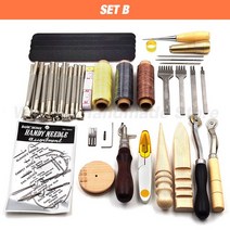 전문 손 바느질 가죽 공예 도구 키트 안장 그루버 스티칭 펀치 조각 작업 세트 DIY 액세서리용, SET B