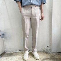 라운지21 남자 베이직 뒷밴딩 린넨 스판 9부 슬랙스