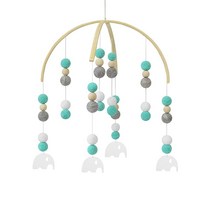 AONTUS 아기 침대 천장 모빌 여아용 나무 비즈 어린이 소년 아기 침실 디자이너 아기방 기쁨, Elephant