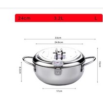 미니튀김기 가정용 소형 캠핑용 온도계 및 뚜껑이 달린 일본 딥 프라이어 304 스테인레스 스틸 주방 튀김, 02 3.2L