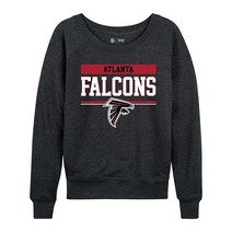 NFL 여성용 플러스 사이즈 차콜 크루넥 축구 의류 가벼운 슬라우치 래글런 소매 풀오버 506218, Atlanta Falcons - Charcoal