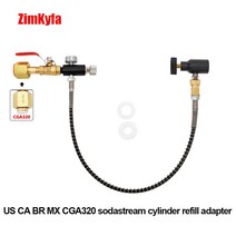 W21.8/CGA320 CO2 리필 어댑터가있는 소다 워터 메이커 스트림 탄산염 실린더 캐니스터 충전, 02 US CA CGA320