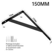 선반브라켓 L 형 벽 금속 앵글 지지 브래킷 선반 벽걸이 랙 파티션 책장 하드웨어, 05 Black 150 x 95 mm