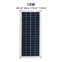 휴대용 태양열충전기 태양광충전기 듀얼 USB 포트 태양열 충전기 50W 15W 태양 전지 패널 전화 전압 안정화 컨트롤러 전원 차단 야외용, [02] 15W Solar Panel