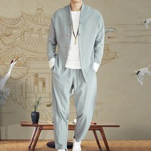남자 봄 춘추 퓨전한복 빅사이즈 생활 개량 한복 바지 세트 투피스