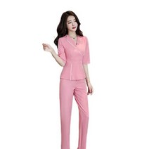 병원코디네이터유니폼 스파 유니폼 마사지 작업복 발 치료사 여성, 분홍색+S