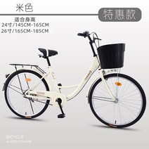 로드자전거 클래식 바이크 바구니 출퇴근 가성비 경량 입문용 싸이클 성인용, 24인치, 단속, 베이지